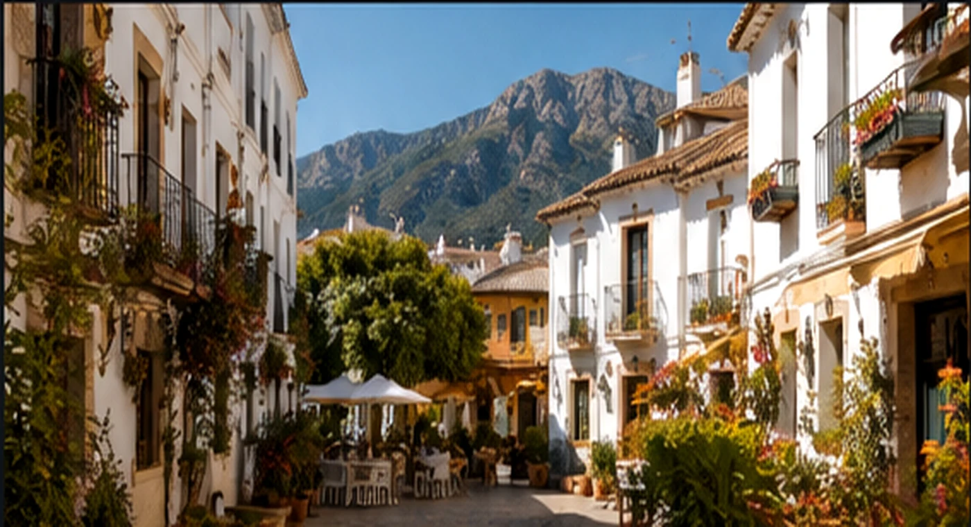 Whitewashed Spanish village in the mountains